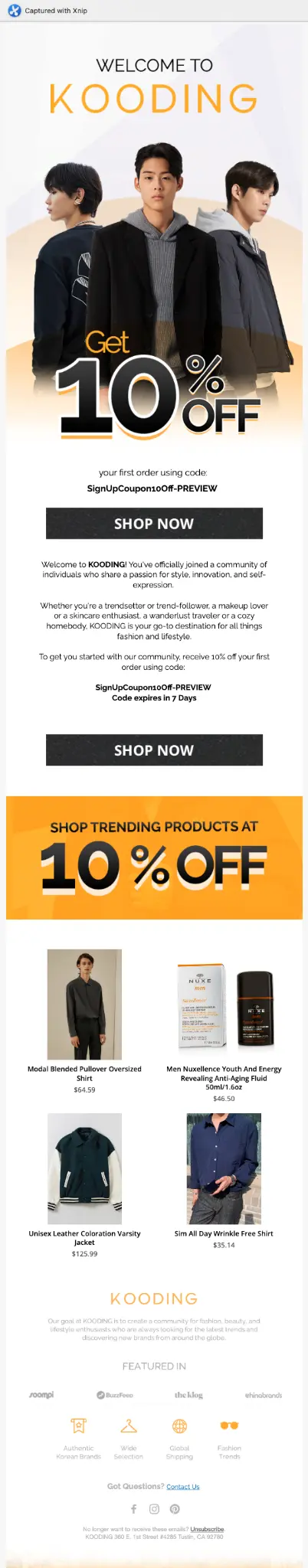 Kooding welcome email